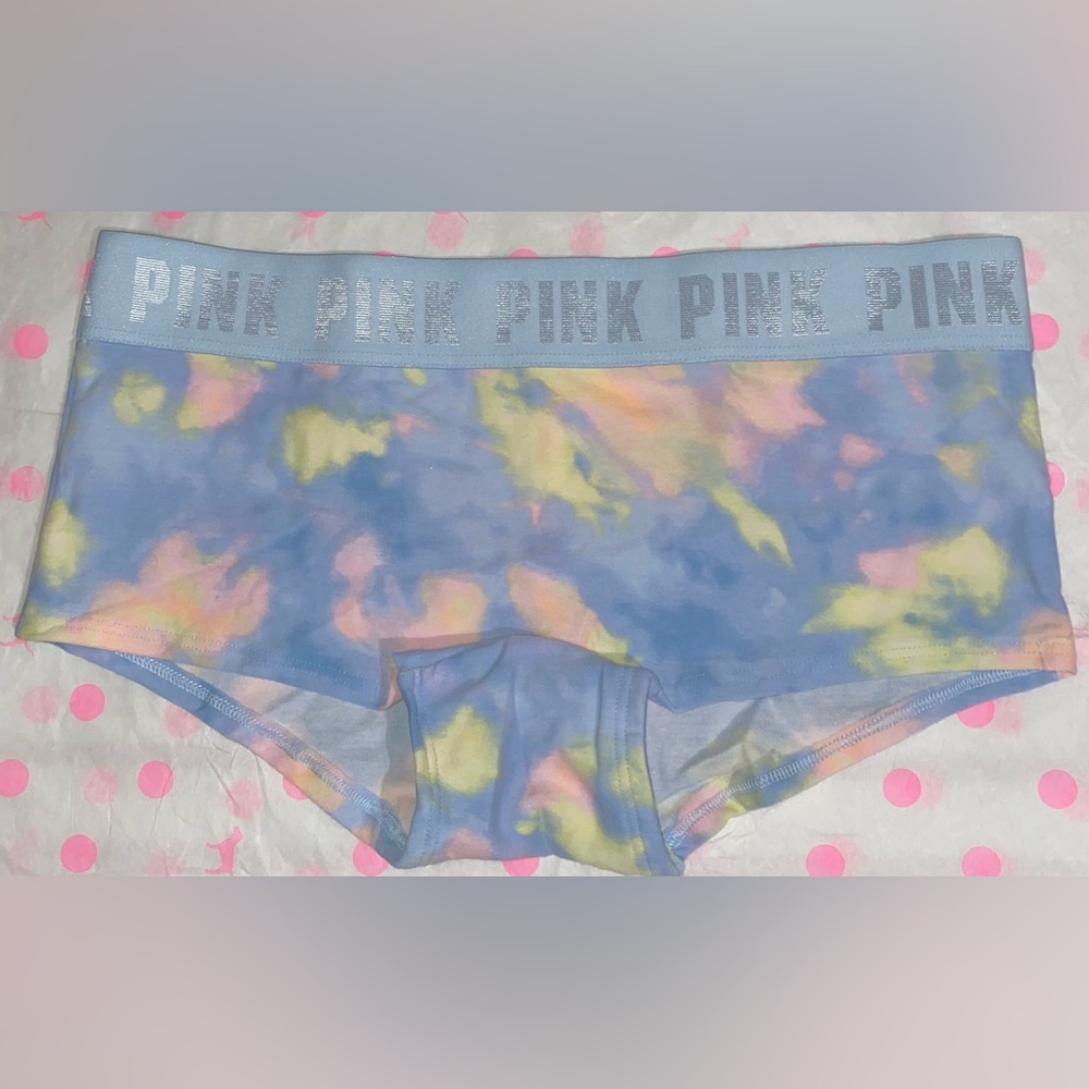 Victoria’s Secret Pink cotton boyshort panties VS pink logo panty pink tie dye